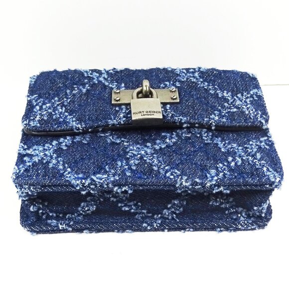 KURT GEIGER Micro Brixton Blue Cotton Crossbody Bag/Wallet - Picture 6 of 7